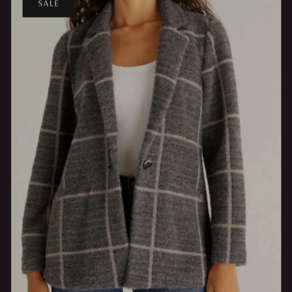 Anna plaid charcoal blazer xs